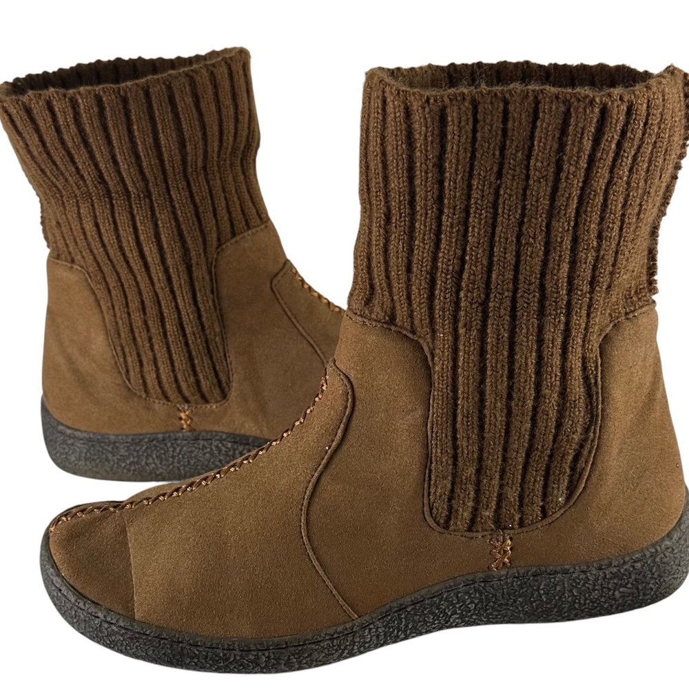 Orthaheel Gia Ankle Boots Booties Sz 9 Tan Brown Slip On Comfort Orthotic